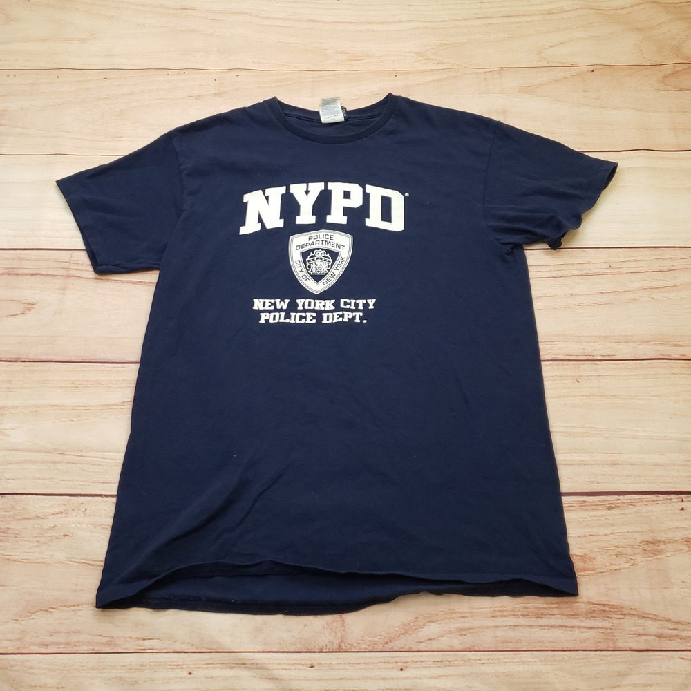 VINTAGE NYPD Official Licensed Men M Navy Blue T-Shirt New York City Police Dept